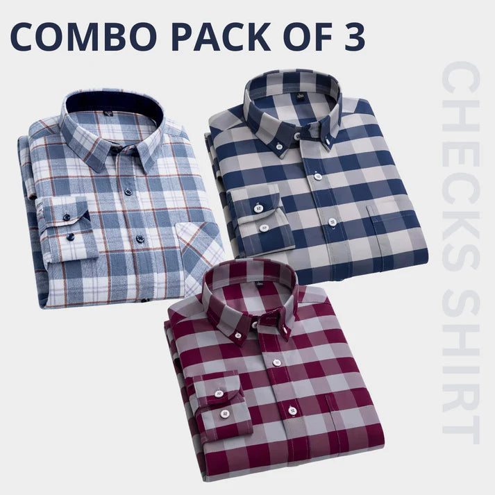 Combo Pack of 3 Men’s Formal Shirts – Stylish & Versatile Collection