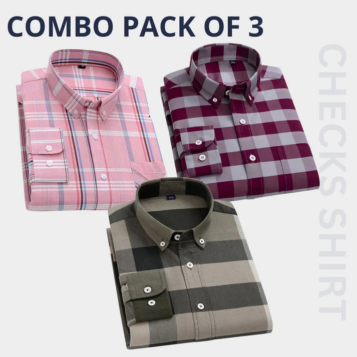 Combo Pack of 3 Men’s Formal Shirts – Stylish & Versatile Collection