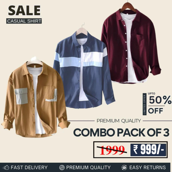 Men's Stylish Casual Shirts Combo Pack