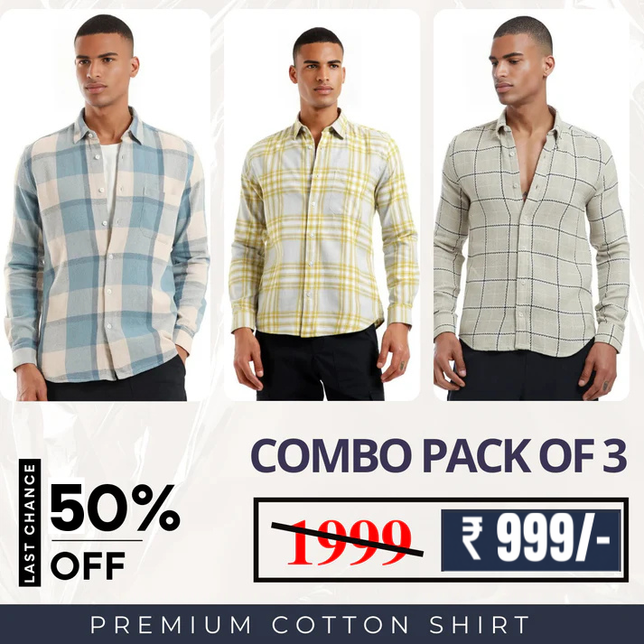 Combo Pack of 3 Men’s Formal Shirts – Stylish & Versatile Collection