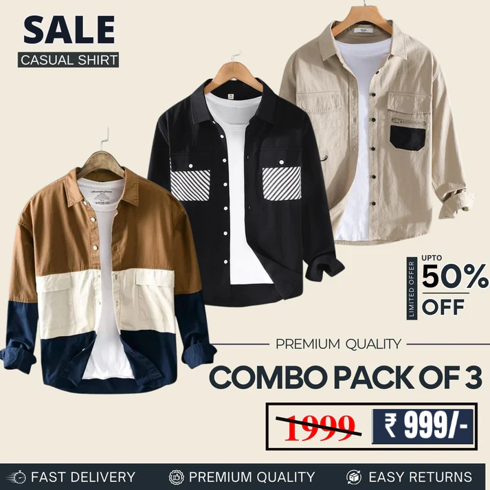 Men's Stylish Casual Shirts Combo Pack