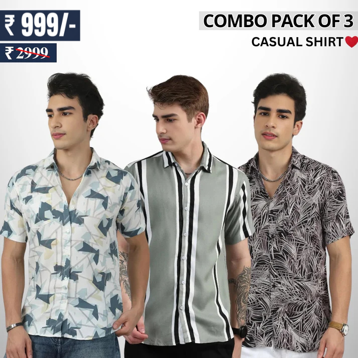 Men's Stylish Casual Shirts Combo Pack