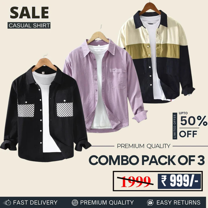 Men's Stylish Casual Shirts Combo Pack