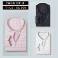 Combo Pack of 3 Men’s Formal Shirts – Stylish & Versatile Collection