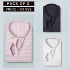 Combo Pack of 3 Men’s Formal Shirts – Stylish & Versatile Collection