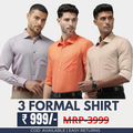 Combo Pack of 3 Men’s Formal Shirts – Stylish & Versatile Collection