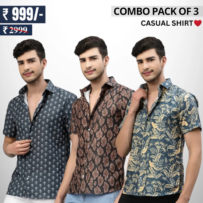 Men's Stylish Casual Shirts Combo Pack