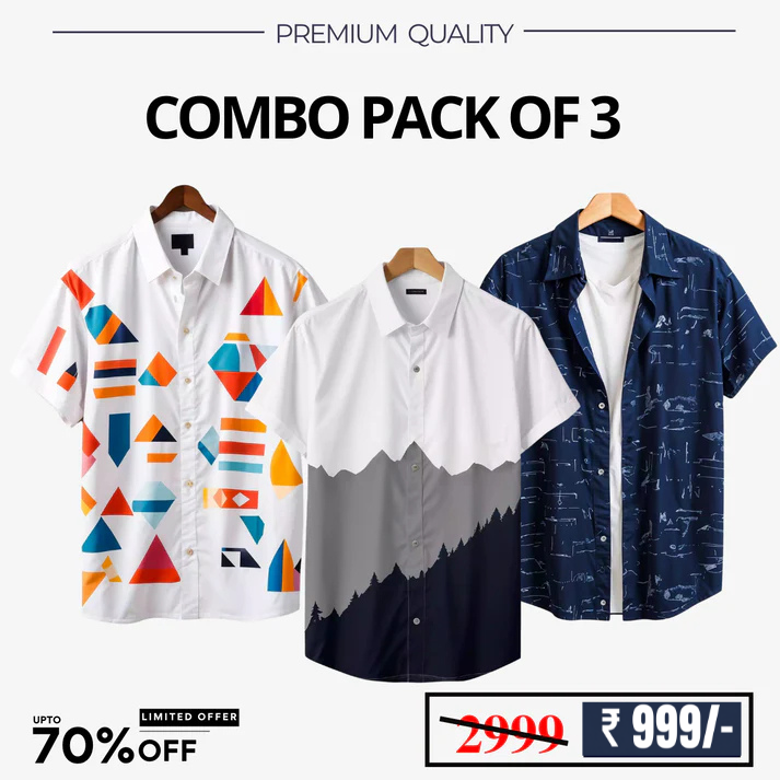 Men's Stylish Casual Shirts Combo Pack