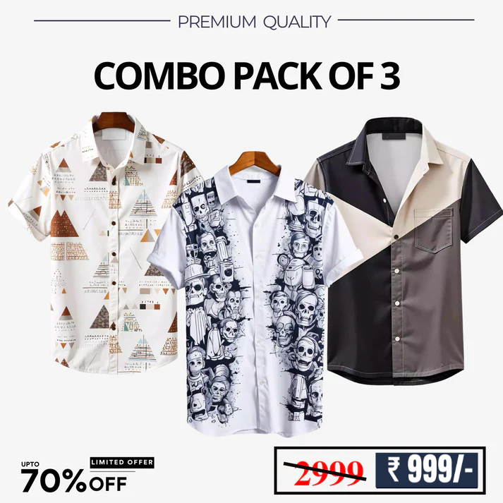 Men's Stylish Casual Shirts Combo Pack