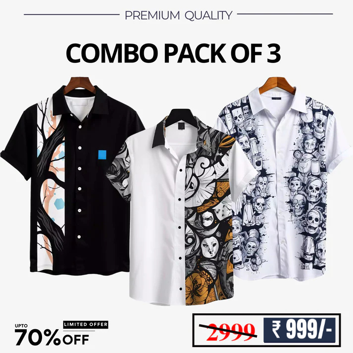 Men's Stylish Casual Shirts Combo Pack