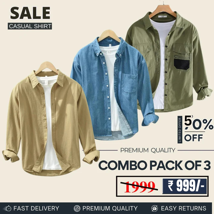 Men's Stylish Casual Shirts Combo Pack