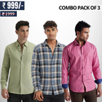 Combo Pack of 3 Men’s Formal Shirts – Stylish & Versatile Collection