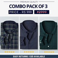 Combo Pack of 3 Men’s Formal Shirts – Stylish & Versatile Collection