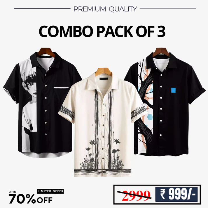 Men's Stylish Casual Shirts Combo Pack
