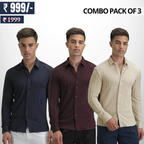 Combo Pack of 3 Men’s Formal Shirts – Stylish & Versatile Collection