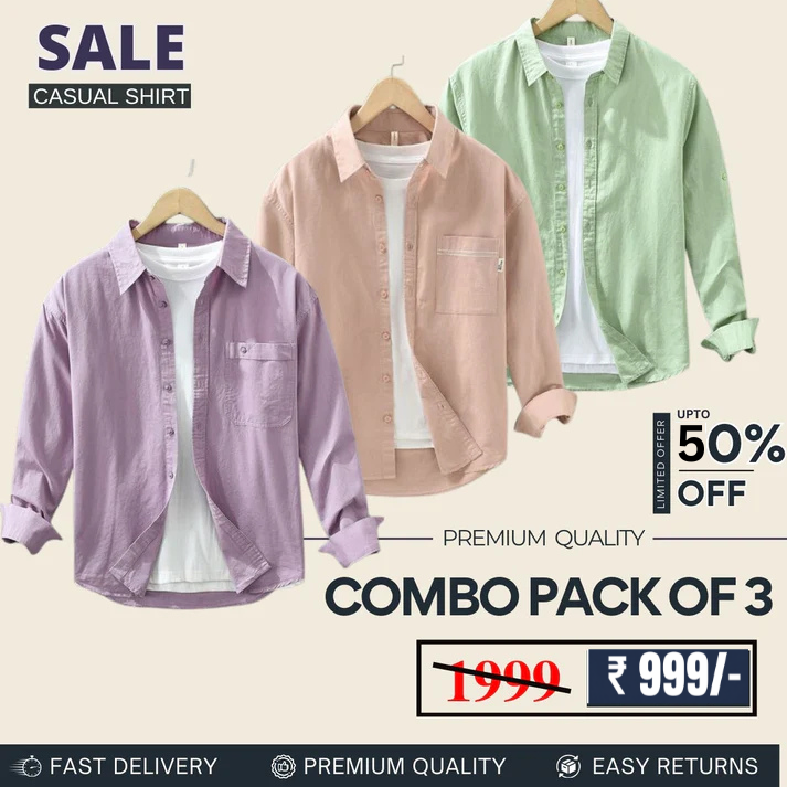 Men's Stylish Casual Shirts Combo Pack