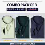 Combo Pack of 3 Men’s Formal Shirts – Stylish & Versatile Collection