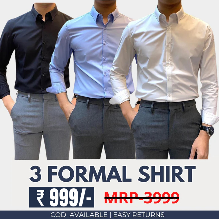 Combo Pack of 3 Men’s Formal Shirts – Stylish & Versatile Collection