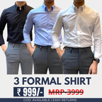 Combo Pack of 3 Men’s Formal Shirts – Stylish & Versatile Collection