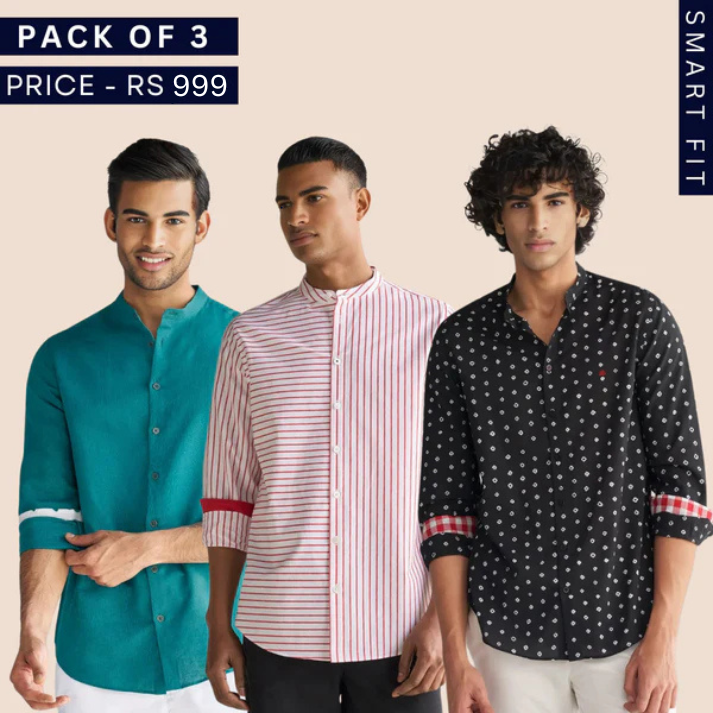 Stylish Branded Casual Shirts with Full Sleeves and Chinese Collar