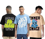 Oversized Baggy Fit Cotton Printed T-Shirts for Men – Pack of 3 Multicolor
