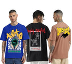 Oversized Baggy Fit Cotton Printed T-Shirts for Men – Pack of 3 Multicolor