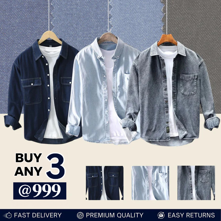Casual Denim Shirt For Men (Pack of 3)