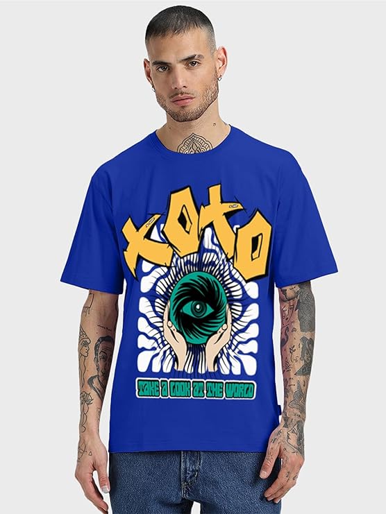 Oversized Baggy Fit Cotton Printed T-Shirts for Men – Pack of 3 Multicolor