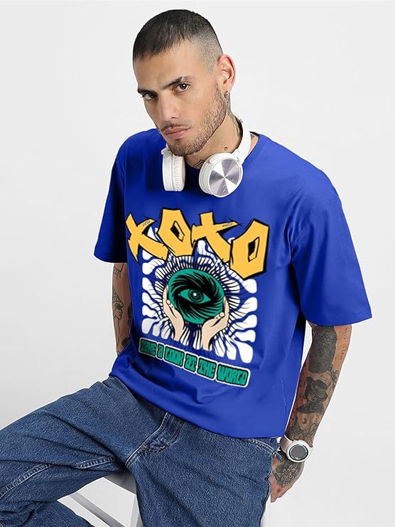 Oversized Baggy Fit Cotton Printed T-Shirts for Men – Pack of 3 Multicolor