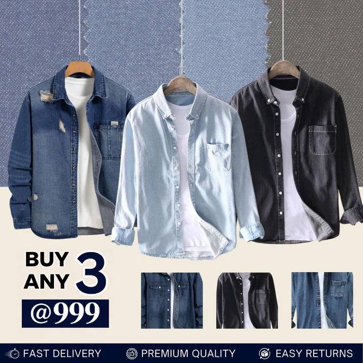 Casual Denim Shirt For Men (Pack of 3)